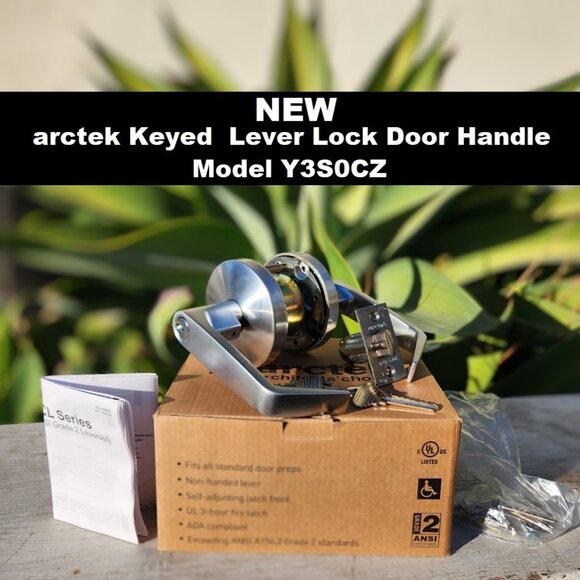 Universal Hardware Heavy Duty Commercial Entry Lever  NEW COMMERCIAL HANDLE SET KEYED DOOR HANDLE LEVER LOCK MODEL Y3S0CZ Satin Chrome